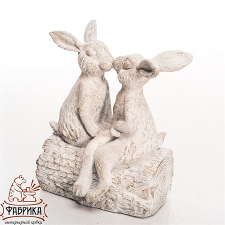 Фигура зайцы, цвет: белый с золотом