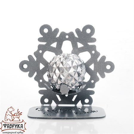 Подсвечник металлический Снежинка 730-007 - фото 31340