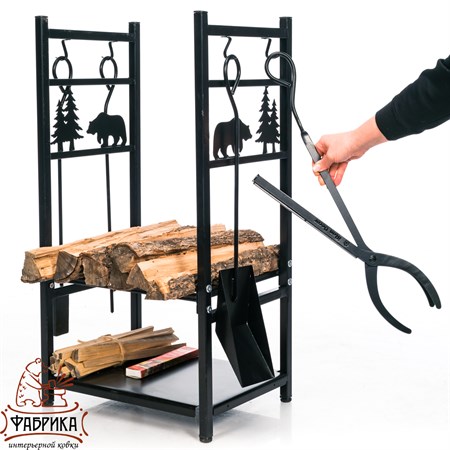 Дровница для камина разборная 103-208R-B металл - фото 31645